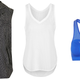 Sleeveless jacket, $200; Mesh tank, $35; Sports bra, $38